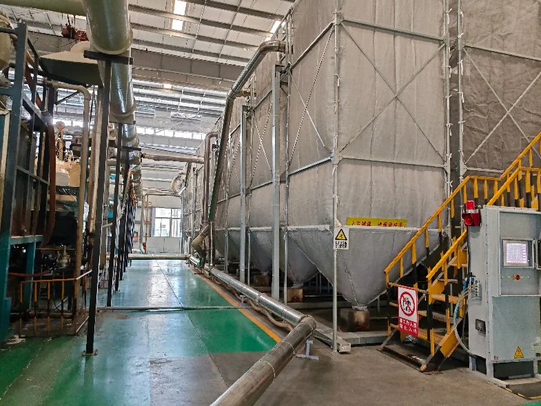 Industrial EPS bead aging and automated silo storage system