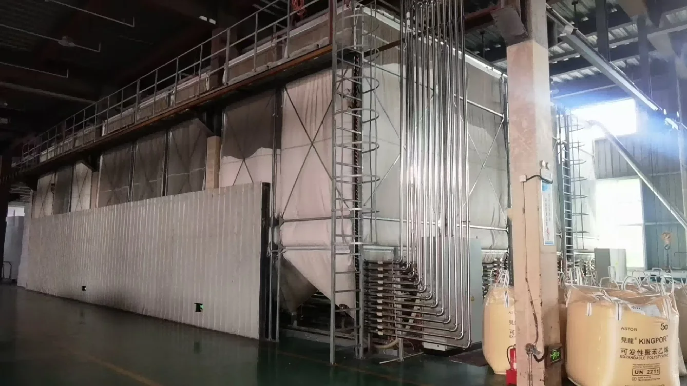 Large ALESSIO automated EPS bead aging and silo system at Yixing packaging factory